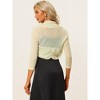 INSPIRE CHIC Women's Semi Sheer Open Front Elegant 3/4 Sleeves Mesh Bolero Shrug - image 4 of 4