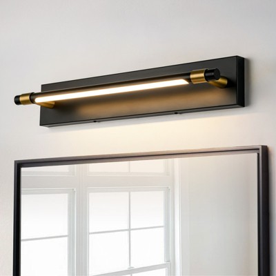 Rennnsan Zephra 23" W Hardwired Rotatable Liner Modern LED Dimmable Wall Sconce Picture Light in Black