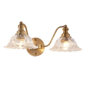 DAKAFUL Vintage Bathroom Vanity Light,Vanity Fixture with Textured Glass Shades,Wall Sconce Over Mirror/for Bedroom & Doorways - 1 of 4