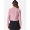 INSPIRE CHIC Women's Tweed Stand Collar Business Open Front Cropped Jacket - 3 of 4