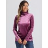 Allegra K Women's Solid Turtleneck Velvet Long Sleeve Work Basic Velour Blouse - 2 of 4