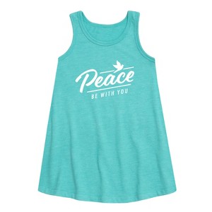 Girls' - Instant Message - Peace Be With You Graphic Sleeveless Aline Dress - 1 of 4