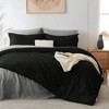 Black Queen Bed Set - 7 Piece Boho Design with Black Grey Comforter, Sheets Shams - 2 of 4