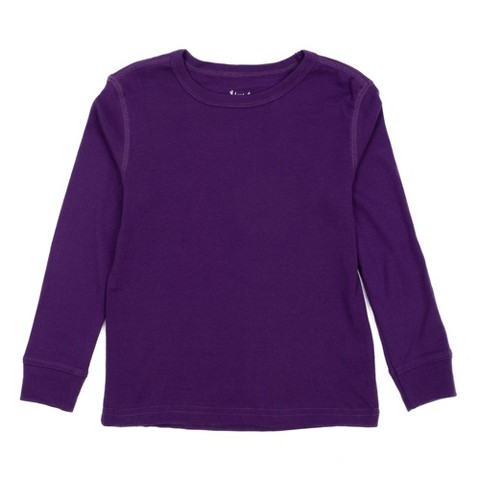 LEVERET Kids Long Sleeve Cotton T-Shirt Dark Purple 3 Year