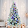 Resenkos 7.5FT Pre-Lit Spruce Snow Flocked Christmas Tree, Artificial Hinged Xmas Tree with 350 Multi-Color LED Lights White - 2 of 4