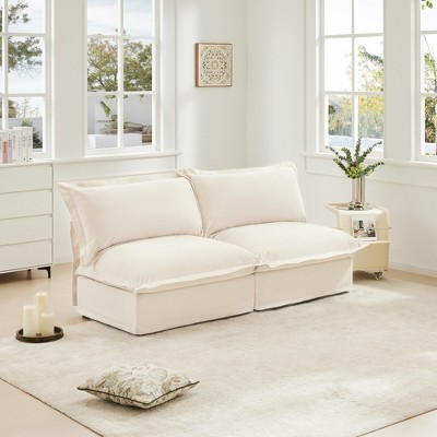 NicBex Couches for Living Room Single Deep Seat Sofa Couch Fabric Slip-covered Armchair with 1 Big Back Cushion and 2 Big Toss Pillows