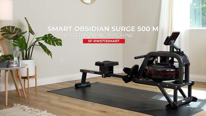 Sunny Health &#38; Fitness Smart Obsidian Surge 500m Water Rowing Machine - Black, 2 of 8, play video