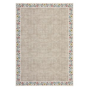 Washable Modern Floral Living Room Rugs, Soft Non Slip Bordered Bedroom Carpet, Ultra Thin Foldable Accent Mat for Dining Room - 1 of 4
