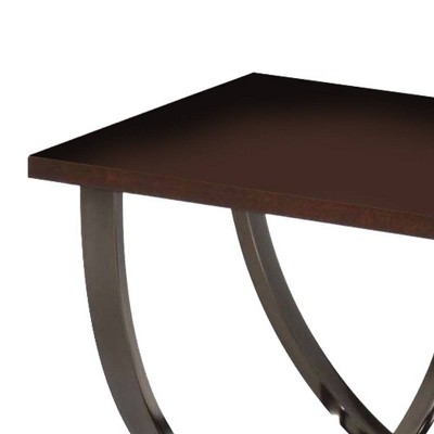 Isiah 24" Dark Walnut and Black Metal End Table