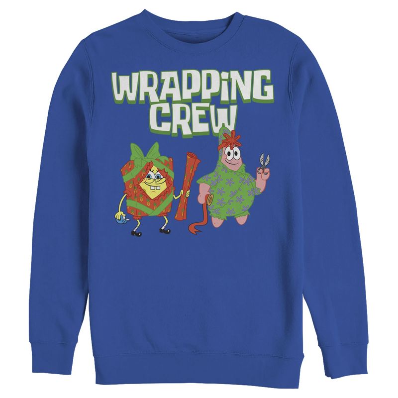 Men's SpongeBob SquarePants Christmas Wrapping Crew Sweatshirt, 1 of 4