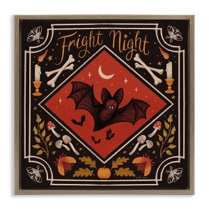 Stupell Industries Fright Night Bat & Botanicals Floating Frame Canvas Art - 1 of 4
