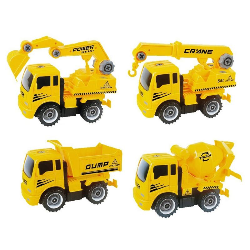 Insten 115 Pieces Take Apart Friction Power Construction Trucks with Crane & Excavator for Kids, 1 of 5