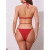 INSPIRE CHIC Women's Heart Rhinestones Chain Linked Bikini Sets, Halter Top Triangle Bottoms Swimwear Bathing Suits 1 Set - 3 of 4