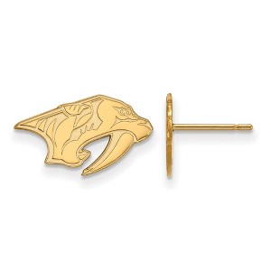 Black Bow Jewelry 14k Yellow Gold Plated Sterling Silver Nashville Predators NHL Stud Earrings - 1 of 3