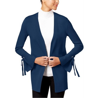 I.N.C International Concepts Womens Tie-Cuff Embellished Cardigan Sweater, Blue, X-Small