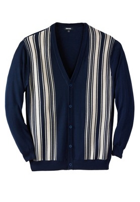 KingSize Men's Big & Tall Shaker Knit Shawl-Collar Cardigan Sweater - Big -  7XL, Navy Marl Blue