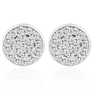 Pompeii3 3/8 Ct EX3 Lab Created Diamond Pave Studs Womens Earrings Lab Created 14k White Gold 8mm - 1 of 4