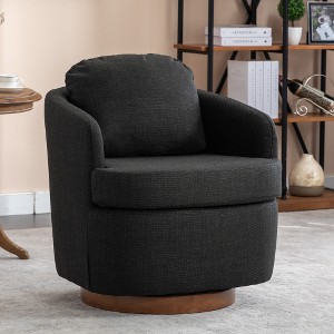 Sofa Chair, Swivel Accent Chair With Cushion, Solid Wood Round Bottom Legs, 360-Degree Armchair Swivel Chairs - 1 of 4