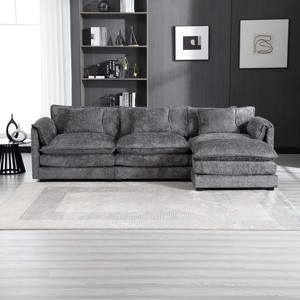 VASIP 112" Oversized L-Shaped  Modular Cloud Couch Sofa,Chenille Sleeper Sofa with Memory Foam ,Moveable Ottoman for Living Room,Emerald - 1 of 4