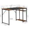 FurnitureR 47.2" Computer Desk with Side Shelves, Industrial Style Gaming Desk with Metal Frame, Home Office Workstation with Storage for PC, Laptop - 3 of 4