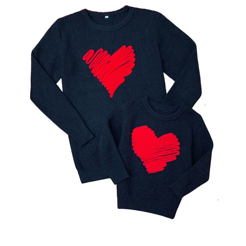 Girls Mommy And Me Love Note Red Heart Sweater - Mia Belle Girls, 2 of 6