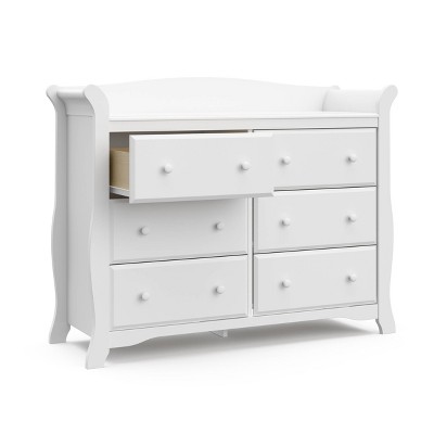 Avalon Sleek White 6-Drawer Nursery Dresser with Ball Bearing Glides