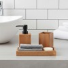 Evideco French Home Goods Acacia Wood Bathroom Accessory Set – 3 Pieces Includes Soap Dispenser, Toothbrush Holder, and Vanity Tray - 2 of 4