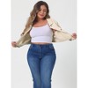 Agnes Orinda Women's Plus Size Cropped Long Sleeve Trendy Fashion Denim Jean Jackets - 2 of 4