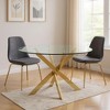HomeRoots 54" Clear and Gold Glass and Metal Cross Leg Base Round Top Dining Table - 2 of 4