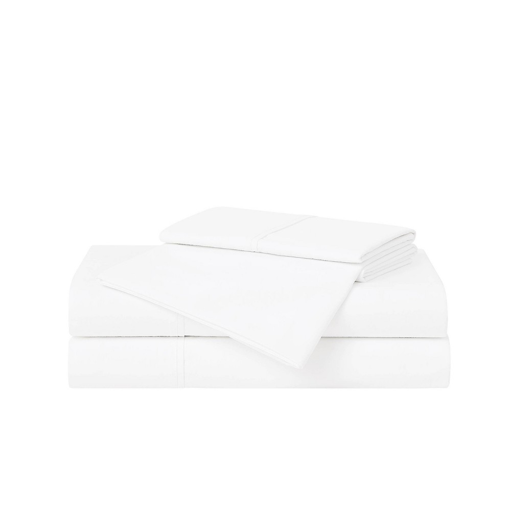 Photos - Bed Linen Cannon Split King 5pc Solid Percale Sheet Set White: 100 Cotton, 200 Thread Count, Includes 2 Pillowcases & Fitted Sheets