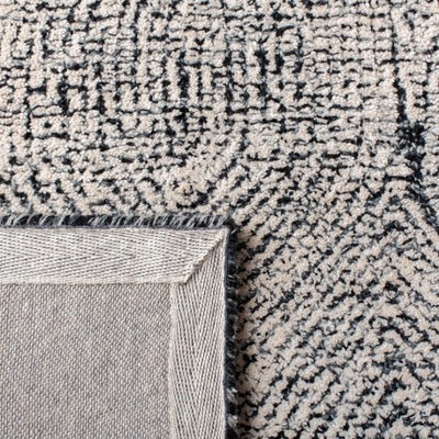Ivory and Charcoal Abstract Tufted Wool Square Rug