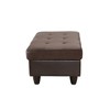 DOMETOUR Dark Brown Flannel & PVC Storage Ottoman-Versatile Living Room Footstool with Hidden Compartment - 4 of 4
