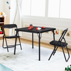 Folding Card Table and Chair Set, Upholstered Foldable Table and Chair Set, Portable Metal Frame Children's Activity Table and Chairs Set - 1 of 4