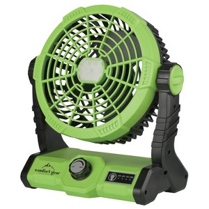 Comfort Gear® 8-In. Variable-Speed Rechargeable Utility Floor Fan with LED Light, FRC25, Green and Black - 1 of 4