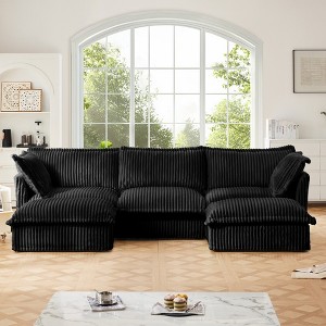 GDFStudio Clermont 3 Seater U-Shape Deep Seat Sectional Sofa Couch with French Edge Design - 1 of 4