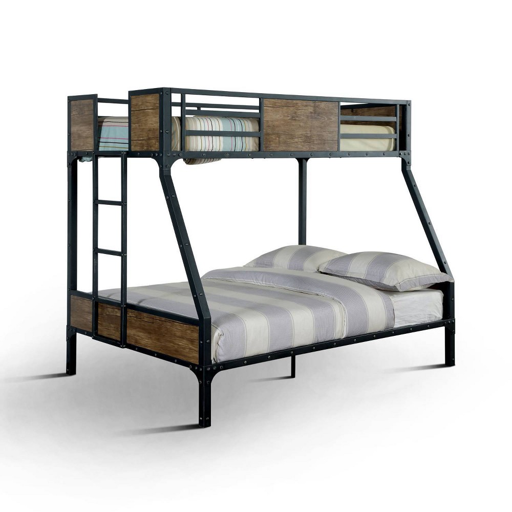 Photos - Bed Frame Twin Over Full Kids' Dunphy Bunk Bed Black - ioHOMES