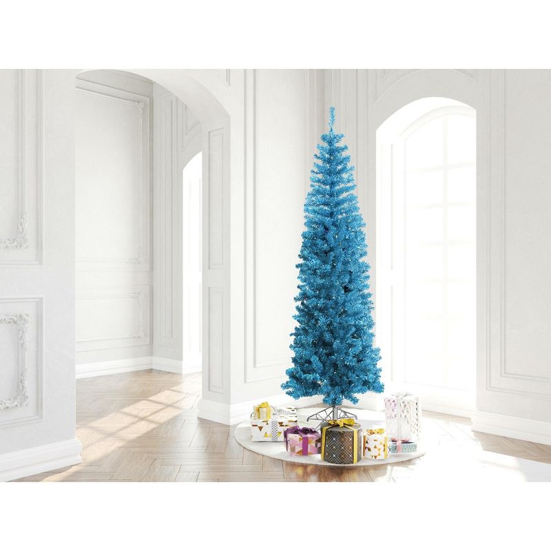 Vickerman Sky Blue Dural Pencil Artificial Christmas Tree, 4 of 5