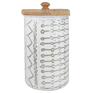 Multi Pattern Canister Metal & Wood - Foreside Home & Garden - 1 of 4