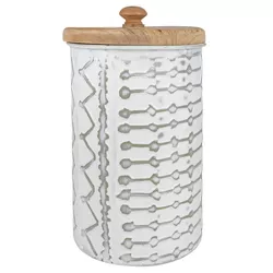 Multi Pattern Canister Metal & Wood - Foreside Home & Garden
