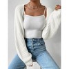 Womens Winter Sweater Shrugs Thick Sweater Knit Bolero Long Sleeve Open Front Cropped Sweater Knit Jackets,Milk White - L - 4 of 4