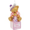 Kurt Adler Noble Gems Glass Ornaments for Christmas Tree, "Baby's First Christmas" Baby Bears on Blocks, Assorted (Pack of 2) - 2 of 4