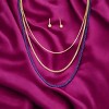 Slickblue Layered Color Chain Necklace Set With Small Ball Earrings, Fashion Jewelry for Women, White Gold/Navy Gold - 2 of 3