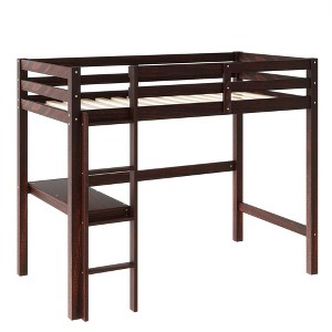 NicBex Full/Queen Size Wood Loft Bed with Built-in Desk,Safety Guardrails and Ladder for Kids Teens Adults - 1 of 4