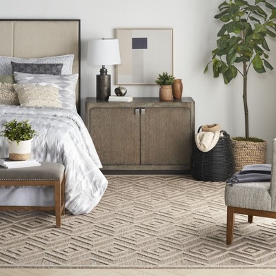 Natural Beige Diamond Flatweave 8' x 10' Indoor Outdoor Rug