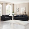 2-pieces PU Leather Upholstered Sofa Set with Square Arms, Cup Holders, and Hidden Storage, - 2 of 4