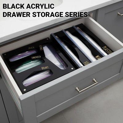 OnDisplay Luxe Acrylic Kitchen Drawer Zip Food Storage Bag Organizer (Black) — фото 5
