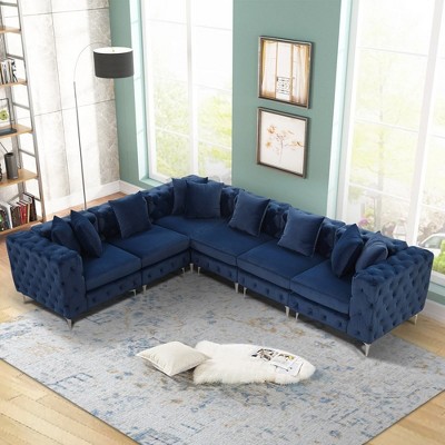 Modular Sectional Sofa L Shaped for Living Room or Office, 6 Seat Couch with Convertible Chaise-Morden Fort
