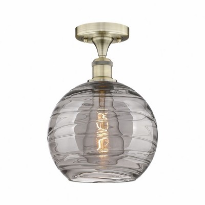 Athens Deco Swirl - 1 Light Semi-Flush Mount In Industrial Style-11.75 Inches Tall and 10 Inches Wide