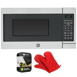 GE Countertop Microwave Oven 700 W 0.7 Cu Ft Steel + 2 Year Warranty & Oven Mitt - 1 of 4