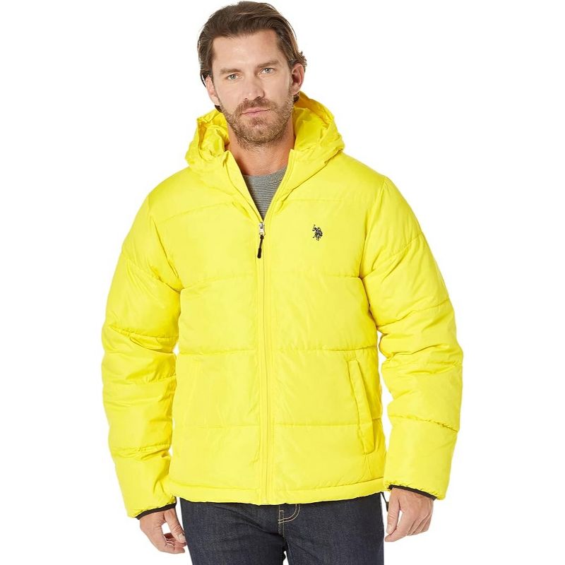 U.S. Polo Assn. Men’s Rolled Padded Full-Zip Puffer Jacket Yellow Pop Small